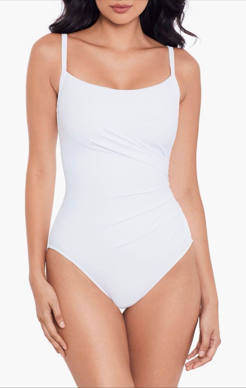 NWT $179 MiracleSuit 12 Rock Solid Starr Underwire White One-Piece Swimsuit